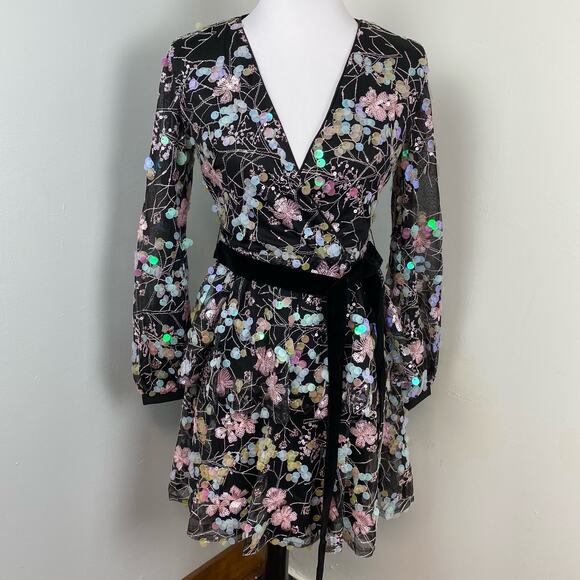 ModCloth Forever U Wrap Dress Multi Iridescent Pastel Sequins Size 2 $214 Fairy - Picture 4 of 13